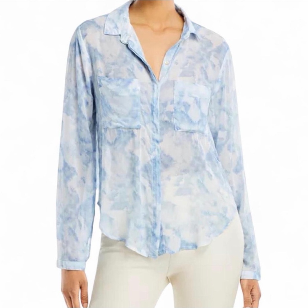 Bella Dahl Blue Tie-Dye Sheer Blouse